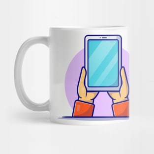 Hand Holding Tablet Cartoon Vector Icon Illustration (2) Mug